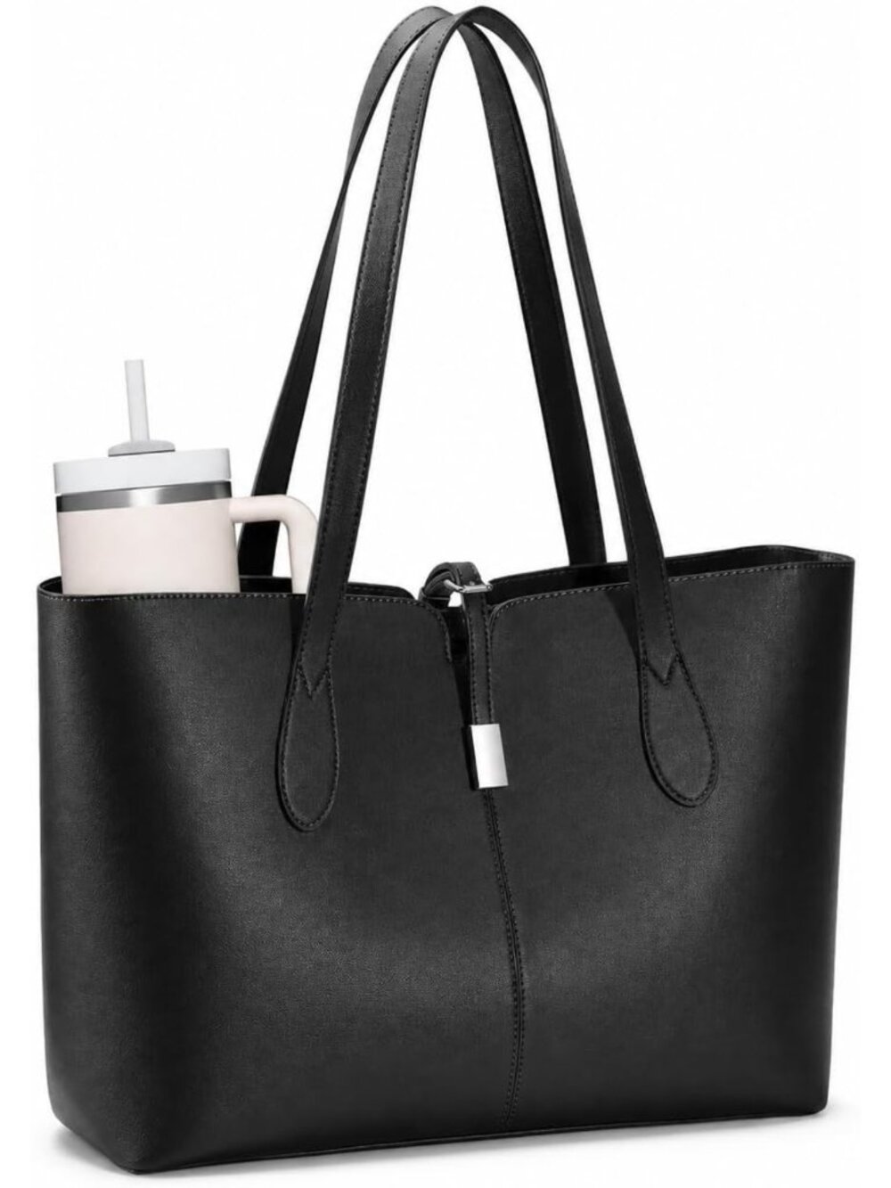 Stylish Tote Bag for Women - 15.6" Work Handbag with Removable Laptop Sleeve